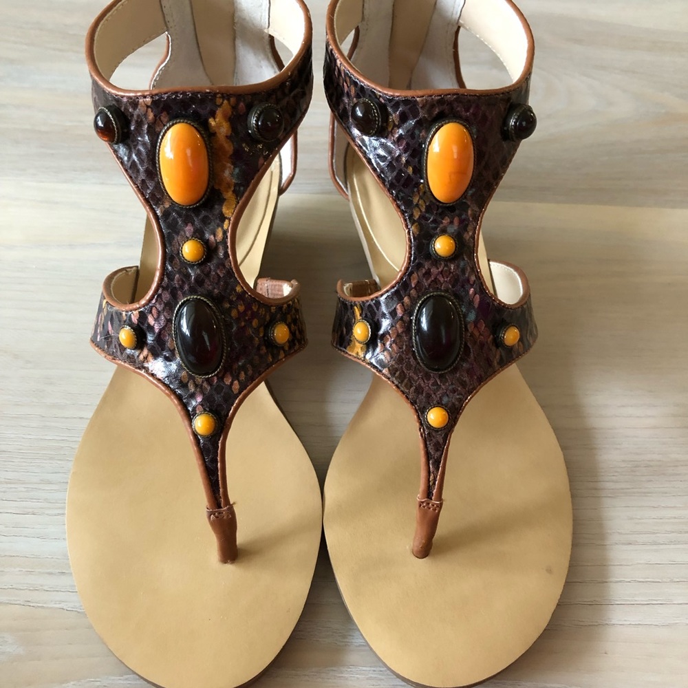 INC LNIB Size 5.5 Brown Snake Print Sandals